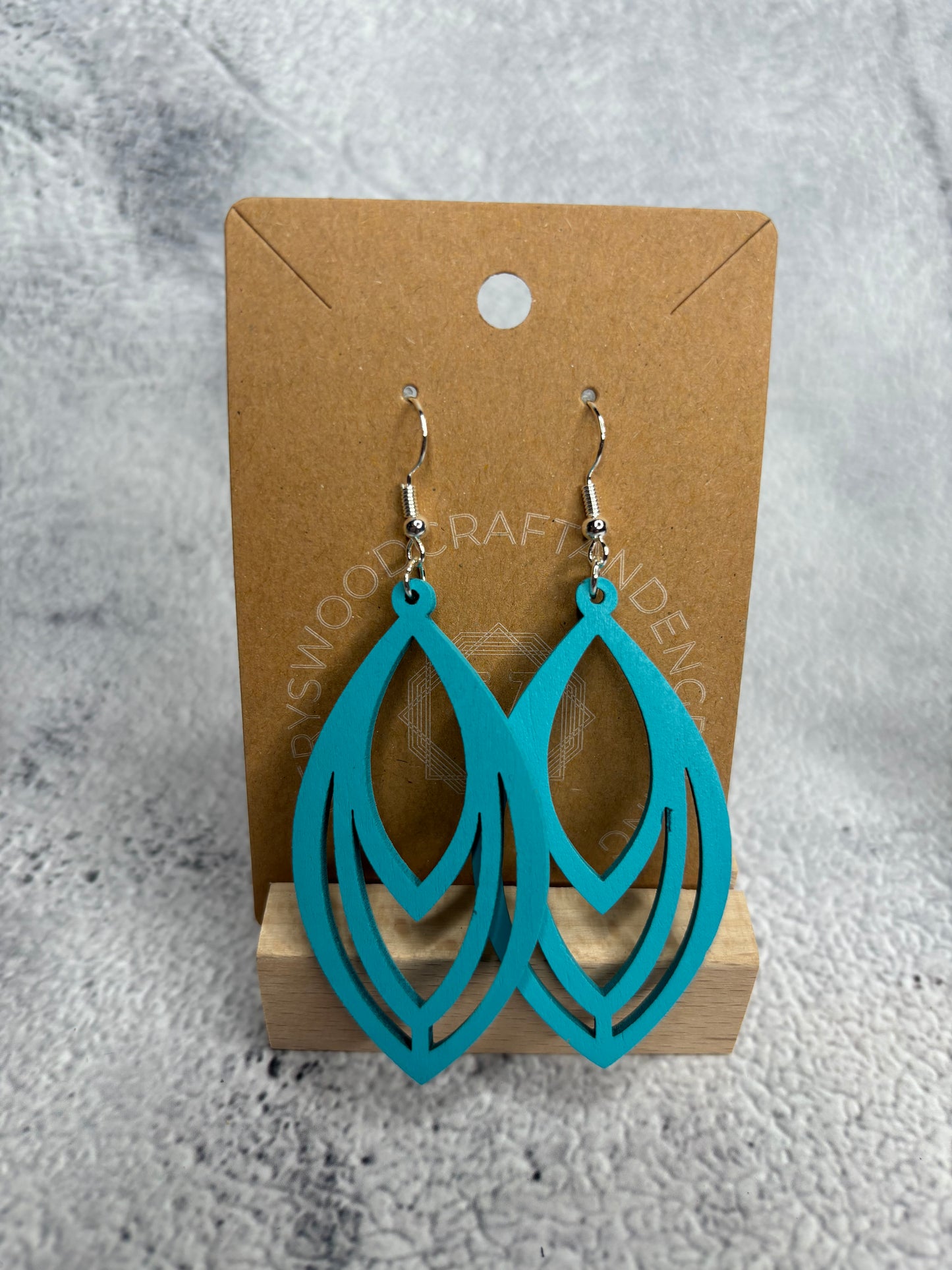 Handcrafted Laser-Cut Wooden Earrings - Teardrop Cascade