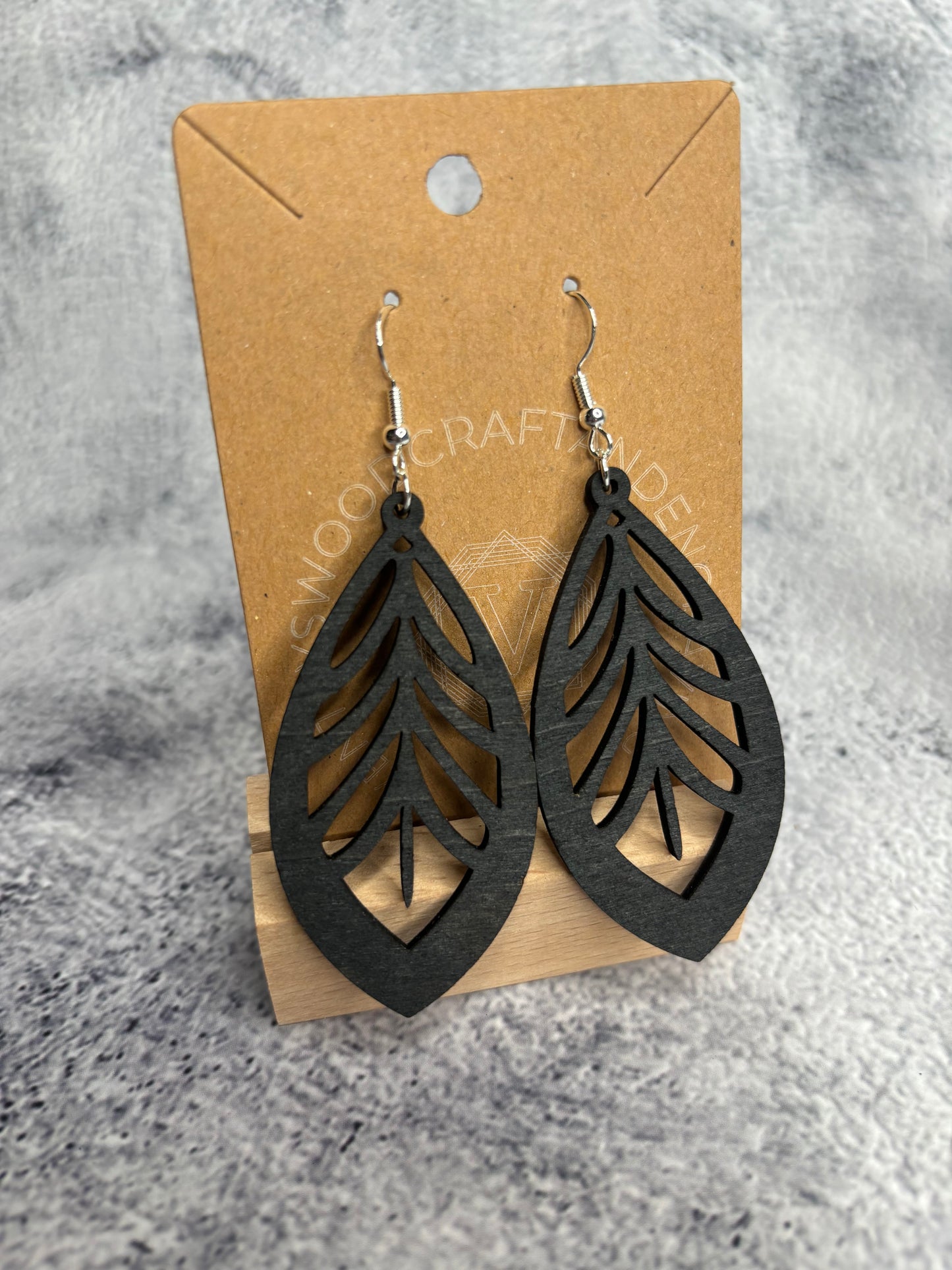 Handcrafted Laser-Cut Wooden Earrings - Teardrop Branch Symphony