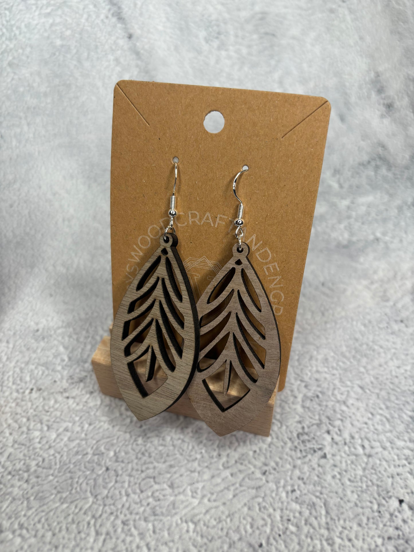 Handcrafted Laser-Cut Wooden Earrings - Teardrop Branch Symphony
