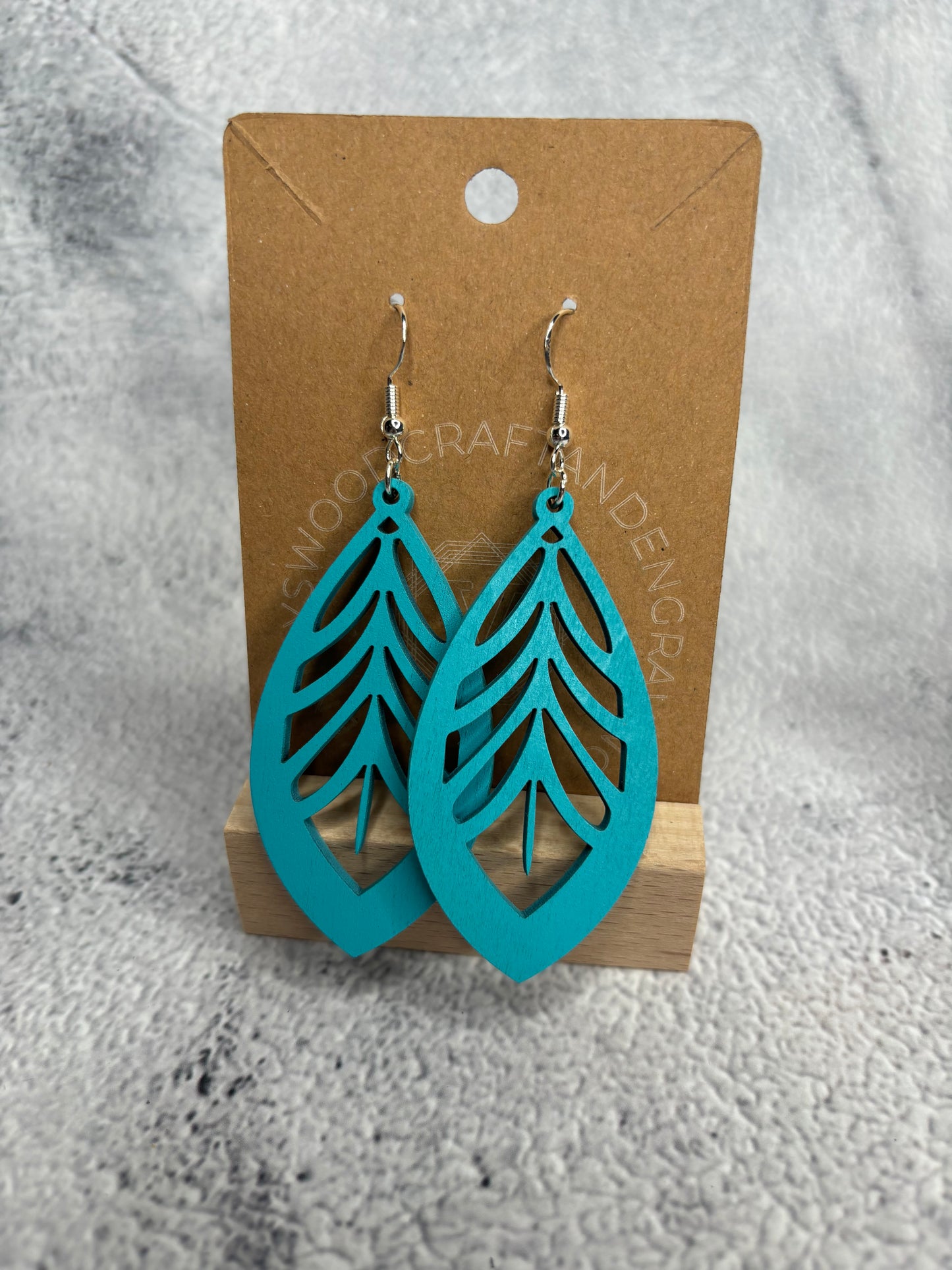 Handcrafted Laser-Cut Wooden Earrings - Teardrop Branch Symphony