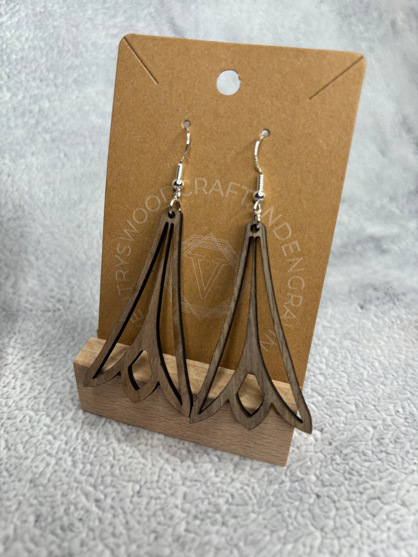 Handcrafted Laser-Cut Wooden Earrings - Petal Sophisticate