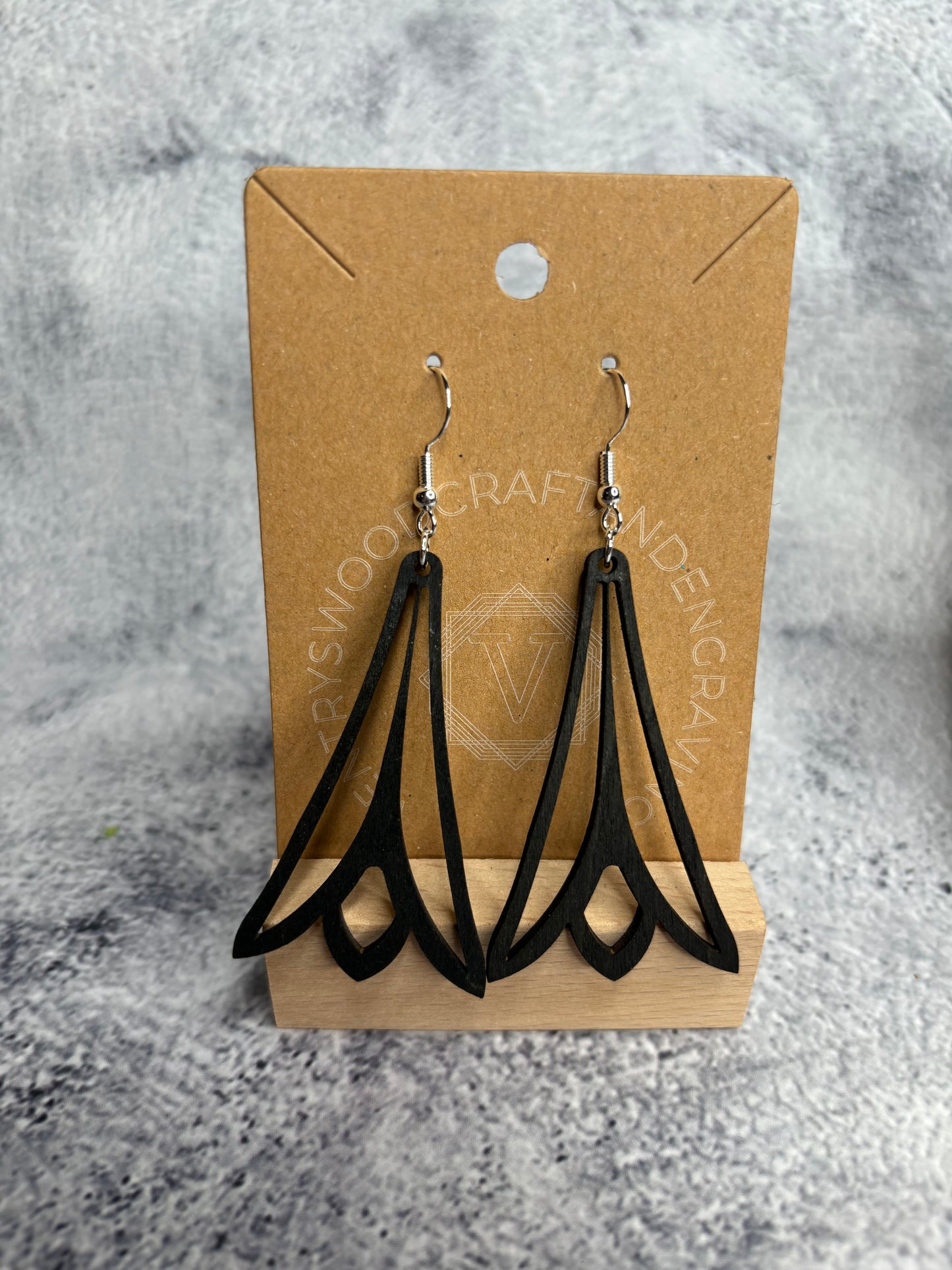 Handcrafted Laser-Cut Wooden Earrings - Petal Sophisticate